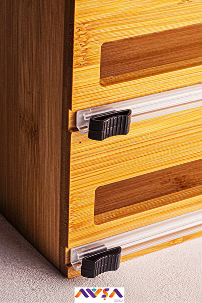 AVŞA Global Bamboo Organizer Cling Film and Foil Cutter Stretch and Foil Cutter