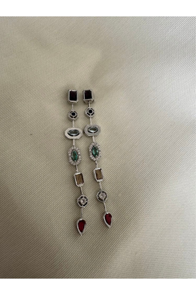 bijuxbymrv Melis Modeli Renkli Taşlı Sallantılı Küpe