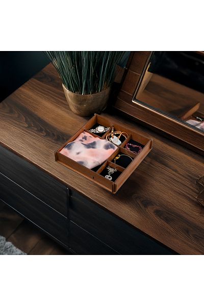 Anadolia Living Flower Formed Wooden Jewelry Box with Compartments