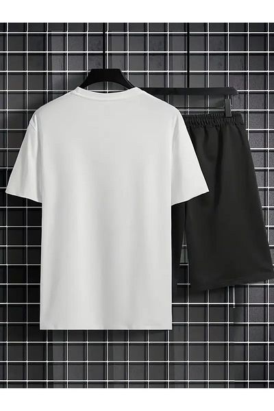 LAND MODA Paris Men's 2 Pieces with Regular Fit Light-Colored Stick Pattern for Summer Daily Use