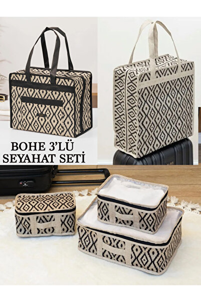 Smyak 3'Lü Seyahat Seti Ayakkabı Düzenleyici Bavul İçi Organizer Çanta