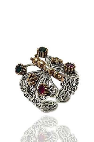 Midyat Gümüş Dünyası Kadın Kelebek Model Telkari Gümüş Yüzük  MGD2020860