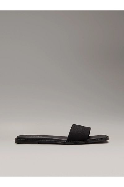 Calvin Klein Γυναικεία επίπεδη σόλα με λογότυπο με τυπωμένο άνετο αθλητικό στυλ Μαύρες παντόφλες HW0HW02378-BEH