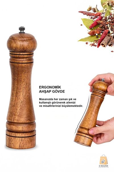 ebulduk Natural Wood Pepper Salt Coffee Spice Grinder Wooden Mill Salt Shaker Pepper Shaker 2 Pieces