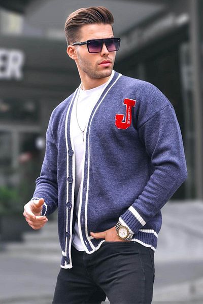 Madmext Marineblauer Herren-Strick-Cardigan 6314
