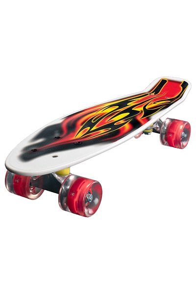 ACTION ONE Penny Board Flames 56x15 cm, with PU light wheels, ABEC-7, aluminum frame, 90 KG
