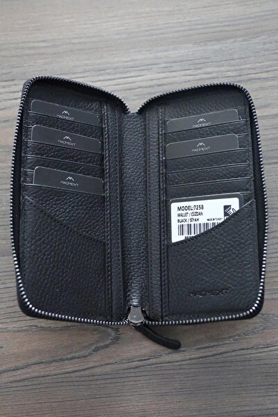 Madmext Siyah Fermuarlı Kart Ve Para Bölmeli Hakiki Deri Erkek Cüzdan 7258