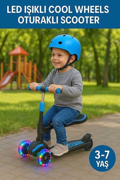 Scooter Cool Wheels Led Light Scooter with Seat |   3 Wheel Combo Scooter 3-7 Years Old