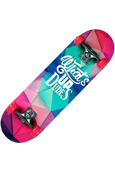 ACTION ONE Skateboard What's Up Dudes double print, 70x20 cm, with PU wheels, ABEC-7, aluminum frame