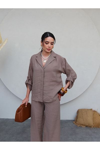 ESRAHELVACI Shirt Collar Trousers Set