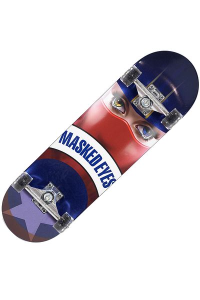 ACTION ONE Masked Eyes double print skateboard, 70 x 20 cm, PU light-up wheels, aluminum frame