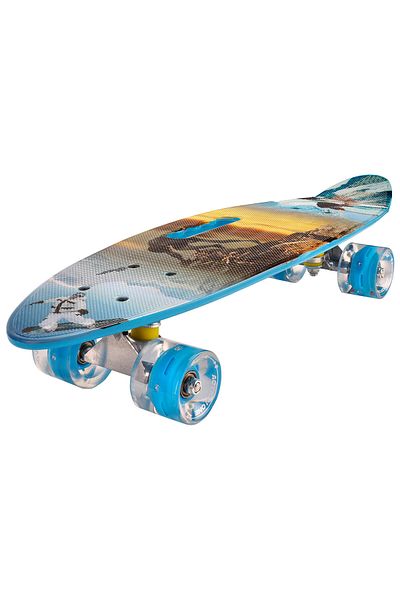 ACTION ONE Penny board Portabil Happy Seaside 60x17 cm, cu roti PU, ABEC-7, cadru aluminiu