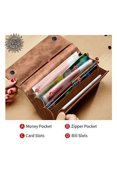 Laorentou Freya Γνήσιο Δερμάτινο Ιταλικό Πορτοφόλι Διπλού Μαγνήτη Μακρύ Γυναικείο Πορτοφόλι - Γυναικεία Κάρτα