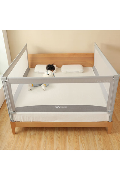 Chock chick Bariera protectie pat, siguranta tripla, inaltime ajustabila,, 90 cm, bariera pat bebe