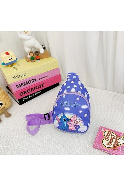 zeynobella Geantă portofel cu corp încrucișat cu desene animate Disney Stitch Geantă pentru piept pentru copii la modă ocazională