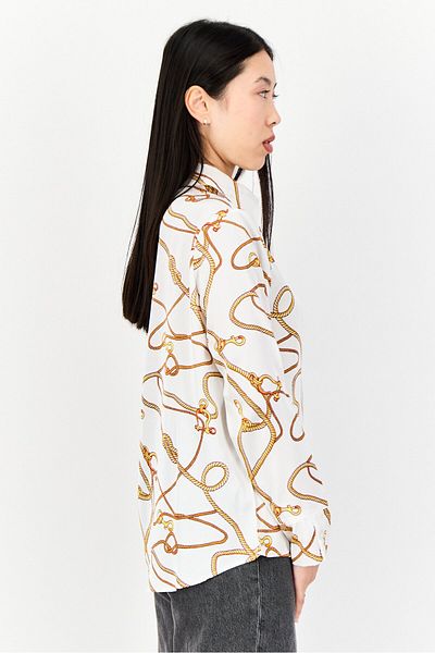 XOXO Women Spread Collar Allover Print Satin Shirt, Multicolor