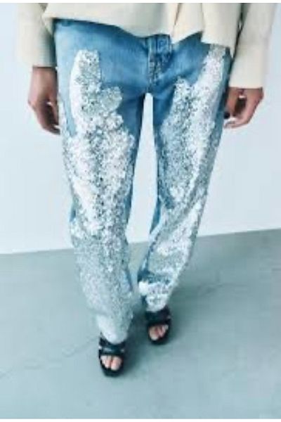 VibeGaia Zra Sequined Jean