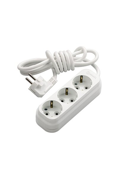 MAKEL Eko Grup Priz Üçlü Topraklı Kordonlu 5m. Beyaz