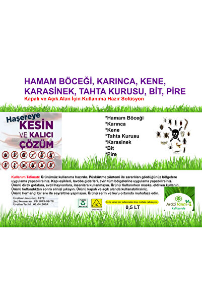 ARAZİ TARIM HAMAM BÖCEĞİ, KARINCA, KENE, TAHTA KURUSU, KARASİNEK, BİT, PİRE H...