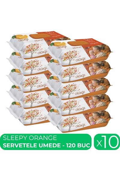Sleepy Orange, baby wet wipes, 10 packs x 120 pcs