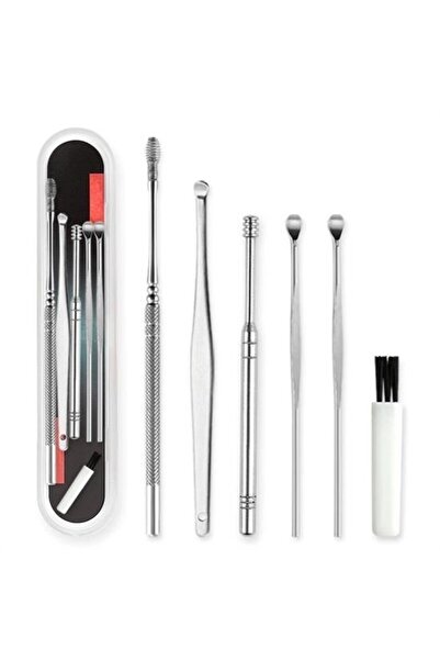 BUFFER® 6 Parça Paslanmaz Çelik Kulak Balmumu Toplayıcı Çıkarıcı Temizleyici Bakımı Çubuk Seti