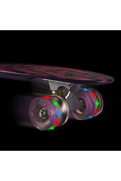 ACTION ONE Penny board Asymmetrical Stripes 56x15 cm, with PU light wheels, ABEC-7, aluminum frame, 90 KG