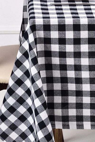 Junenext Worry-Free Gingham Fabric Tablecloth Stain Resistant with Size Options