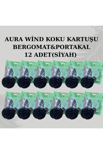 Carpex AURA WİND KOKU KARTUŞU BERGAMOT&PORTAKAL 12 ADET (SİYAH)