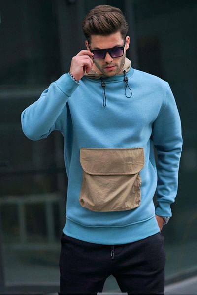 Madmext Ανδρικό φούτερ Blue Kangaroo Pocket Hooded 6138