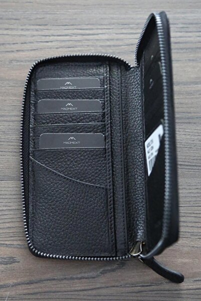 Madmext Siyah Fermuarlı Kart Ve Para Bölmeli Hakiki Deri Erkek Cüzdan 7258