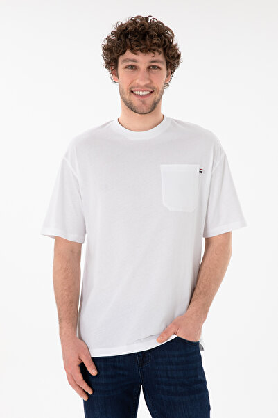 U.S. Polo Assn. Erkek Comfort Fit Bisiklet Yaka Beyaz Tişört 50305990-VR013