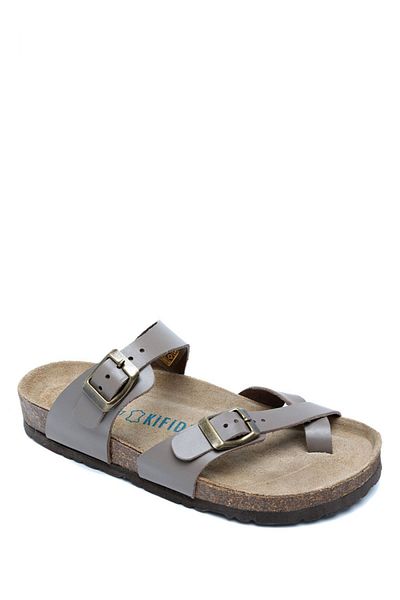 Kifidis K10261DK Kifidis Soft Step Γυναικείες δερμάτινες παντόφλες από φελλό 36-41 Dark Mink Leather