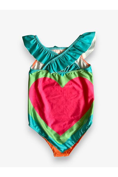 patriko tekstil Girl's Straps Ruffle Detailed Heart Swimsuit, Buy 1 Size Larger