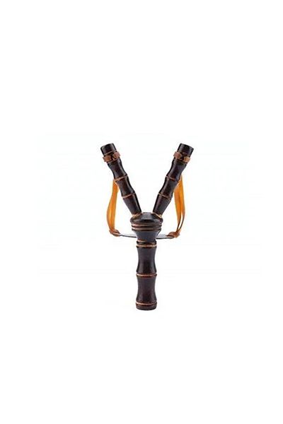 Depox Set praștie din lemn și 300 bile metalice, pentru airsoft și praștie de 7 mm, 19 cm, maro