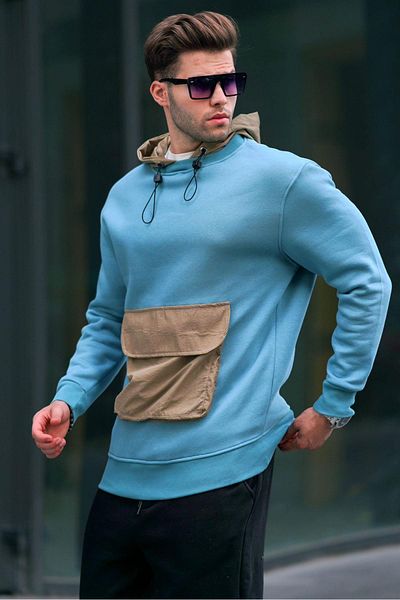 Madmext Ανδρικό φούτερ Blue Kangaroo Pocket Hooded 6138
