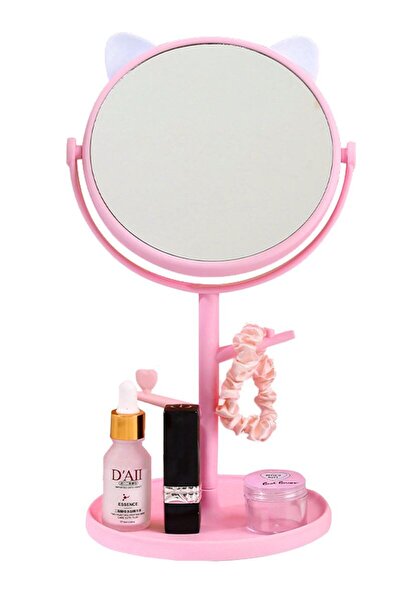 Chavin Büyük Masa üstü Pembe Kedi Tasarım Plastik Takı Stand Masa Aynası cin498pm