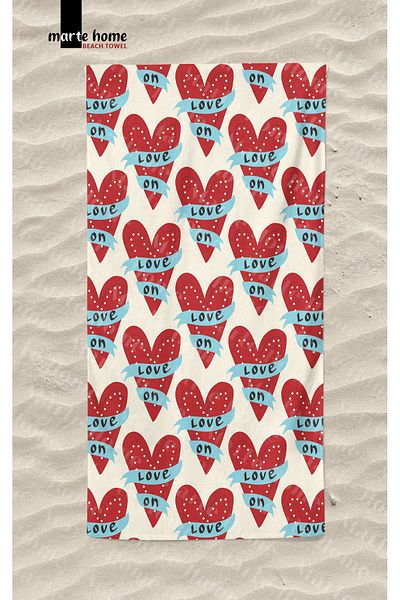 Marte Home Love Heart Printed Beach Towel