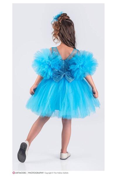 RAPAPA Κορίτσι με παγιέτες Tutu 1616 ΜΠΛΕ φόρεμα γενεθλίων και γάμου