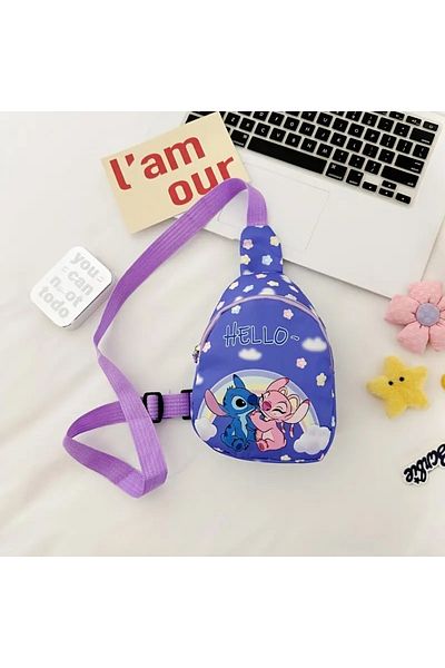 zeynobella Geantă portofel cu corp încrucișat cu desene animate Disney Stitch Geantă pentru piept pentru copii la modă ocazională