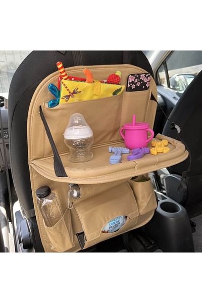 Empria Organizator Scaun Auto Pentru Copii, Impermeabil, 63x44,5 Cm, Crem