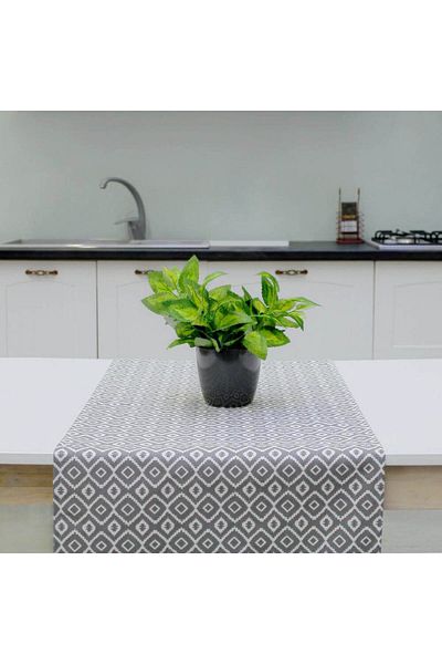 Homelux Table Runner 50X170 Cm 100% Cotton Gray/White