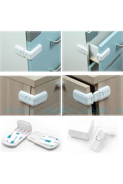 tafce Drawer Cabinet Safety Lock Child Corner Protection Lock Set 2 Pieces