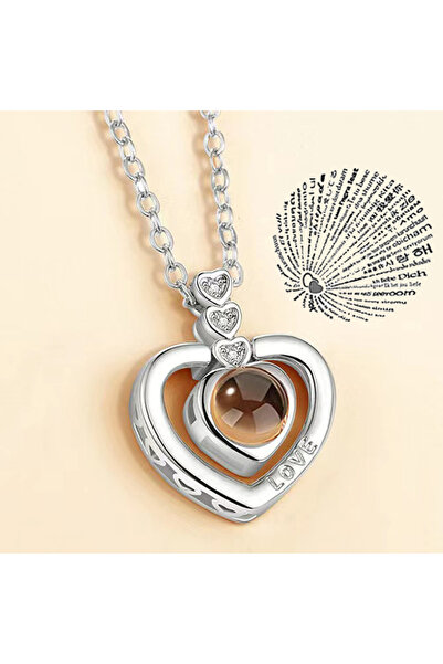 Choice قلادة فضية مقاس 45 سم - 04 - قلادة بـ 100 لغة "أحبك" للحبيبة والصديقة 2