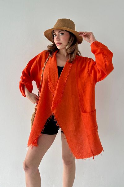 bb butik basic Seasonal Muslin Fabric Tassel Stitched Jacket Bb-Msx024