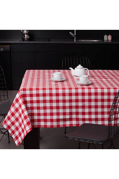 Homelux Tablecloth 160X160 Cm 100% Cotton Red/White