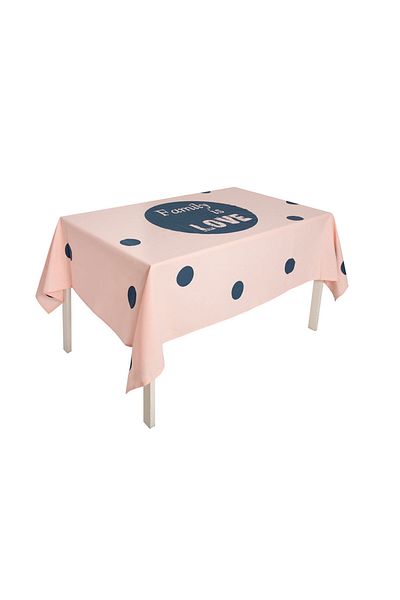 Homelux Tablecloth Family 145X240 Cm 100% Cotton Pink/Bleumarlinen