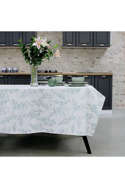 Homelux Tablecloth 170X170 Cm 100% Cotton White/Verde Mlinent/Gray