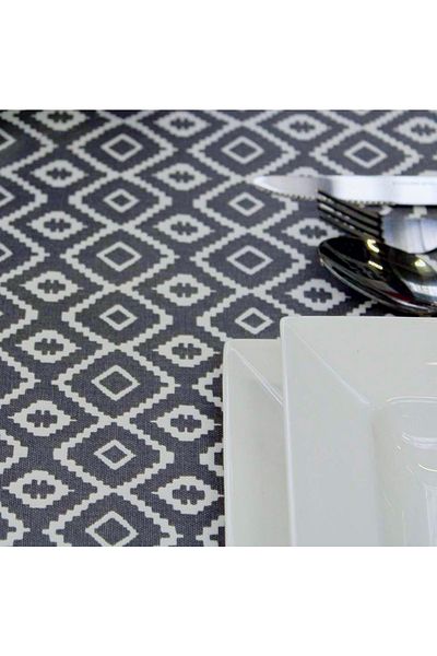 Homelux Tablecloth 170X170 Cm 100% Cotton Gray/White