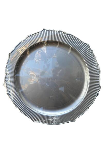 omeyva Davet Parti Sunum Doğum Günü Gümüş Renkli Sert Plastik Mika Tabak - 22...