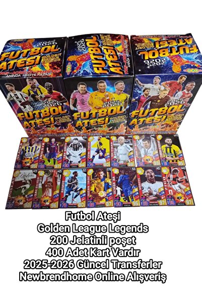 şekeyci 2025 Football Fire Golden Bomb Series (200 Pk 400 Cards) Football Pla...